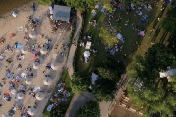 Luftbild vom Strandbad Grünau